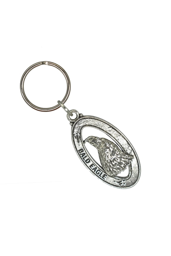 Eagle Head Keychain, Birds, Bird, B050KC, Patriotic, Key Fob, Key Ring, Keys, Zipper Pull, Luggage Tag, Pewter, Backpack, Over 300 Keychains Designs, Handmade in the USA