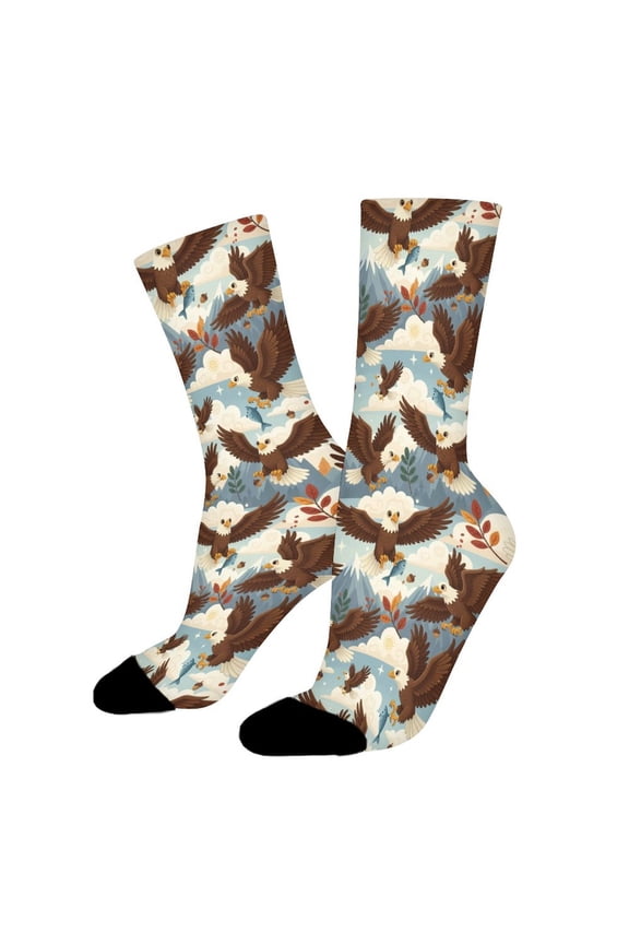 Eagle Head Profile Funny Novelty Crew Socks for Women Men Sports