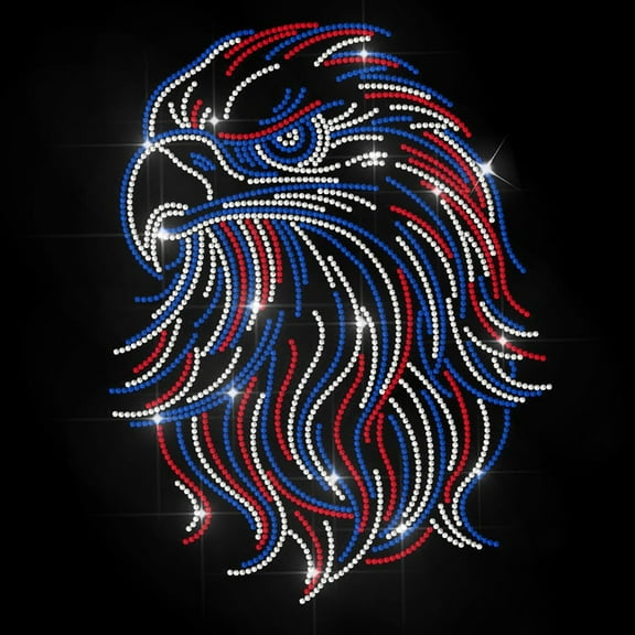 Eagle Head Rhinestone Iron on Hotfix Wild Animal Heat Transfer Decal Bird Beak Rhinestone Hotfix Transfer Sticker Bling Clothing Repair Applique