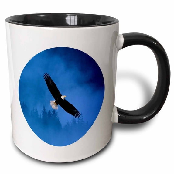 Eagle In Flight Photograph Set In A Circle 15oz Two-Tone Black Mug mug-254934-9