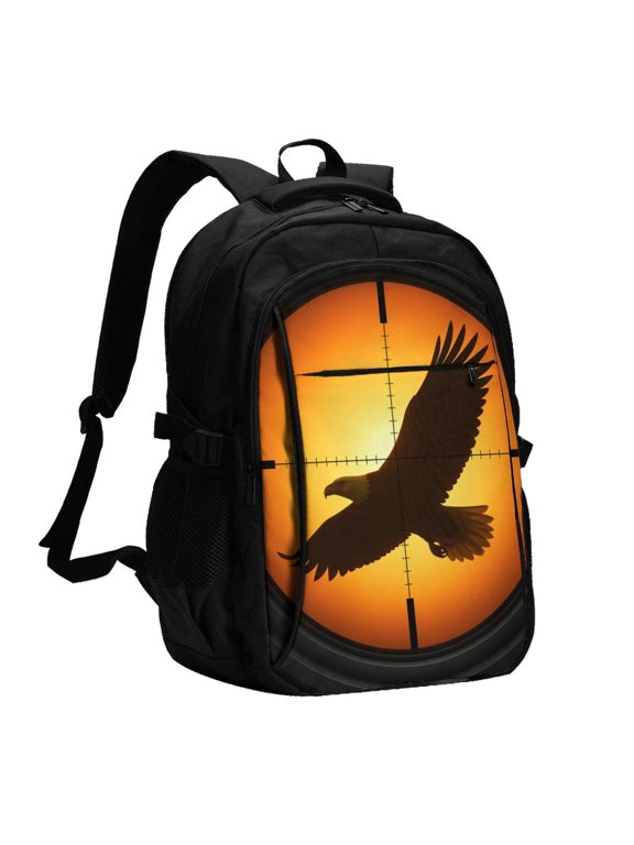 Eagle In Golden Light Laptop Backpack with USB Charging Headphone Port Casual Daypack Bag College Business Travel