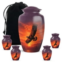 Eagle Keepsake Urn For Adult Male Set Of 4 - Purple Cremation Urn For Human Ashes Adult Female - Sunset Decorative Memorial Urns For Ashes For Father - 1 Large Urns For Male (10&3) Inch