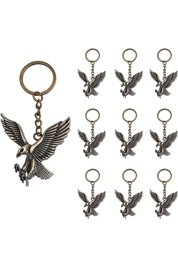 Eagle Keychain Bulk Eagle Key Ring Bird Key Chains Animal Keychain Alloy Keyrings with Metal Charms for Women Men for DIY Antique Bronze