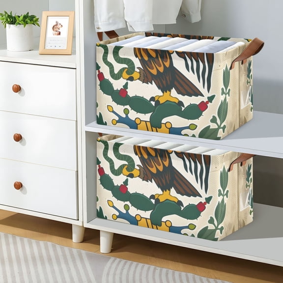 Eagle Kraft Paper Foldable Storage Large Fabric Storage Baskets Organizer Storage Bins with Handles for Shelves