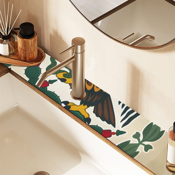 Eagle Kraft Paper Sink Splash Guard Faucet 30x5.4in Drying Mat Drying Mat Absorbent Pad for Bathroom Kitchen 1PCS