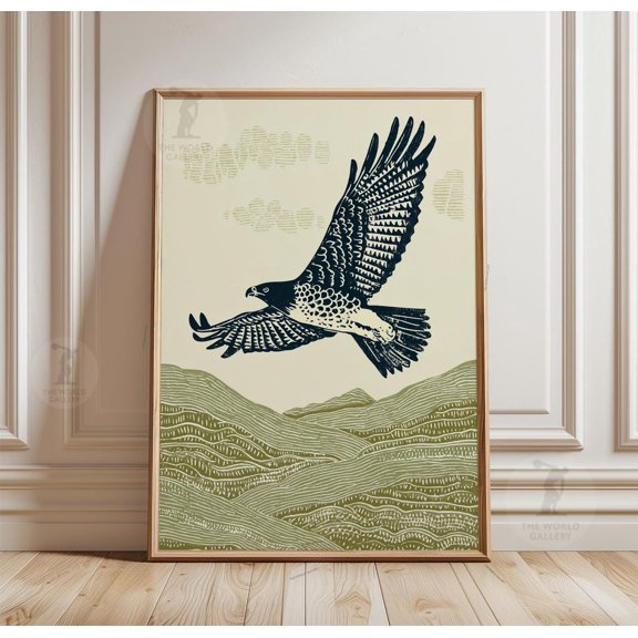 Eagle Landscape Flying Bird Minimal Nature Poster Unframed Paper Print