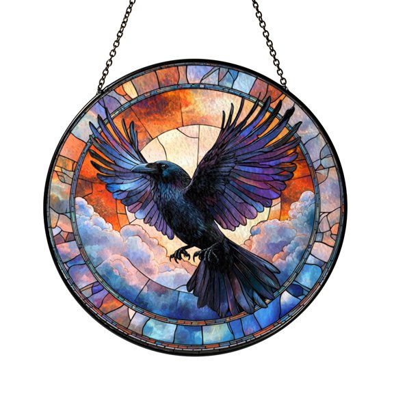 Eagle Landscape Stained Glass Suncatcher – Decorative Window Hanging
