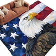 thumbnail image 1 of Eagle Large Area Rugs for Bedroom Living Room, Soft Non Slip Carpet Bedside Rug, Rustic Independence Day Red Blue Star Striped Flag Rectangular Floor Cover Kitchen Accent Rug 6'x9' for Office, 1 of 9