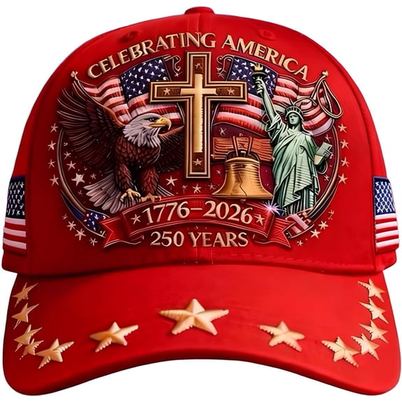 Eagle & Liberty & Cross, United States 250th Anniversary Hat – Adjustable Patriotic Baseball Cap for Men & Women