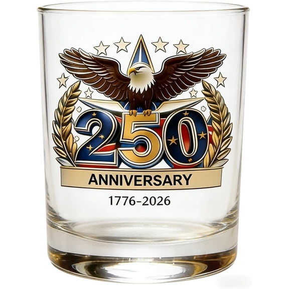 Eagle & Liberty - Personalized Bald Eagle Whiskey Glass 11oz, Custom 250th Anniversary American Flag & Eagle Head Engraved Whiskey Rocks Glass for Bourbon, Scotch