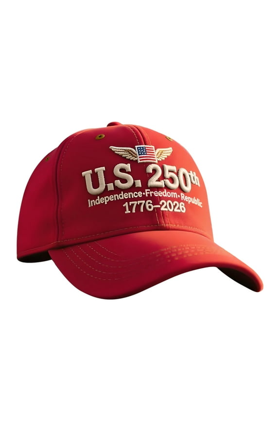 Eagle & Liberty - United States 250th Anniversary Hat, 1776-2026 Commemorative Adjustable Baseball Cap for Veterans (Red)