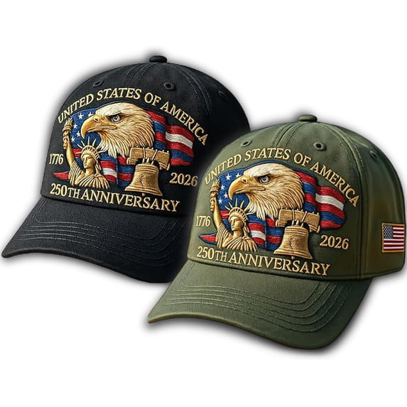 Eagle and Liberty United States 250th Anniversary Hat - 1776-2026 Embroidered Adjustable Baseball Cap, Patriotic Bald Eagle Design for Men, Women & Veterans