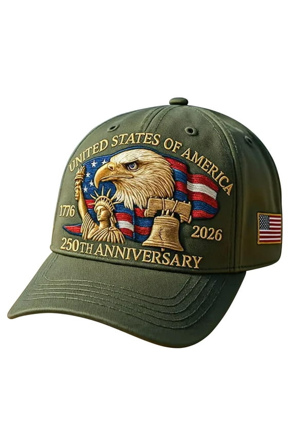 Eagle & Liberty – United States 250th Anniversary Hat, Adjustable Anniversary Patriotic Baseball Cap Retro Casual Outdoor Cap(Green)
