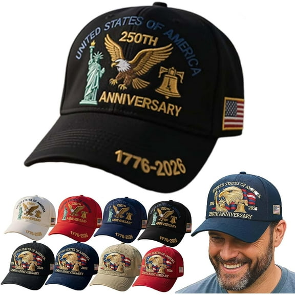 Eagle & Liberty United States 250th Anniversary Hat – Adjustable Bald Eagle Print Patriotic Baseball Cap for Veterans