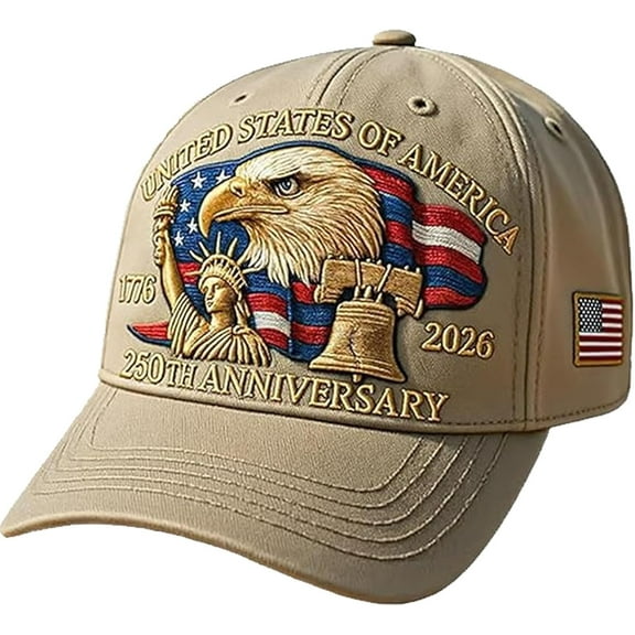 Eagle & Liberty – United States 250th Anniversary Hat, Adjustable Bald Eagle Printed Patriotic Baseball Cap