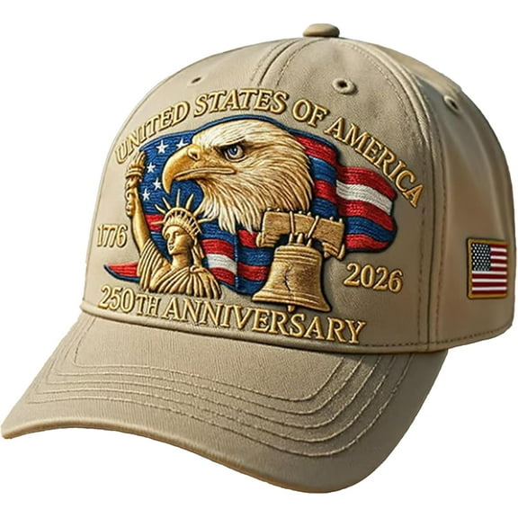 Eagle and Liberty United States 250th Anniversary Hat, Adjustable Bald Eagle Printed Patriotic Baseball for Men Women Multi,Available in a variety of colors