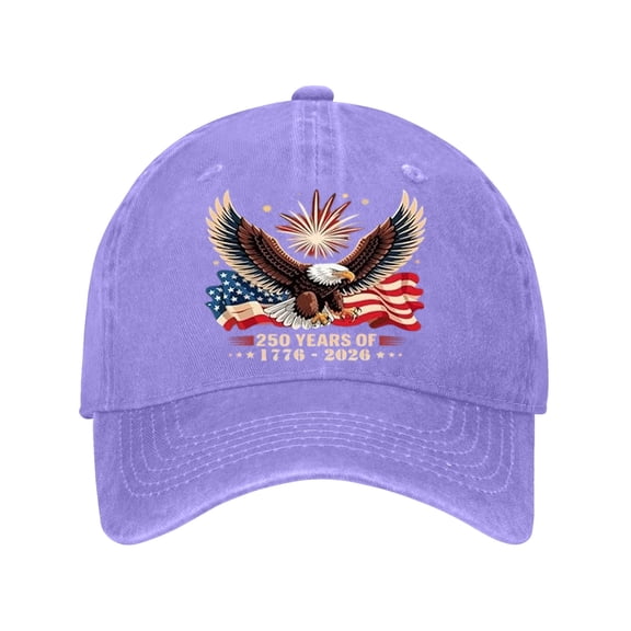 Eagle & Liberty – United States 250th Anniversary Hat, Adjustable Cotton Printed Patriotic Baseball Cap for Men Women (2pcs)