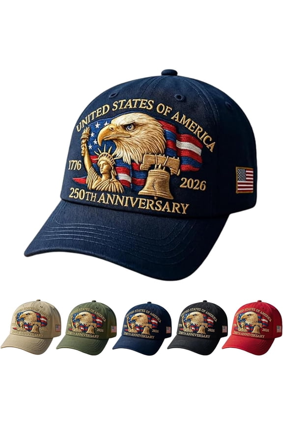 Eagle & Liberty – United States 250th Anniversary Hat, Adjustable Cotton Printed Patriotic Baseball Cap for Men Women