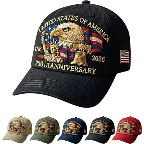 Eagle & Liberty – United States 250th Anniversary Hat, Adjustable Cotton Printed Patriotic Baseball Cap for Men Women
