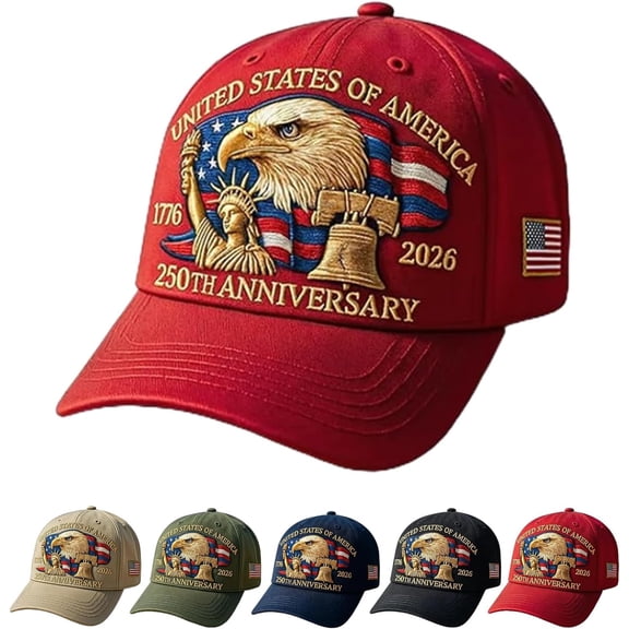 Eagle & Liberty – United States 250th Anniversary Hat, Adjustable Cotton Printed Patriotic Baseball Cap for Men Women
