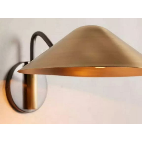 Eagle Light Mid Century Brass Swing Diabolo 1-Light Wall Sconce with Bowl Shade