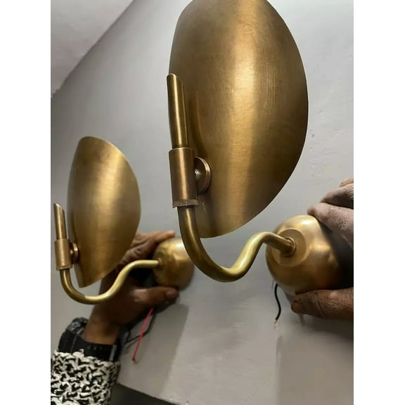 Eagle Light Pair of 2 Raw Brass Handmade Vintage Mid Century Modern Wall Lights