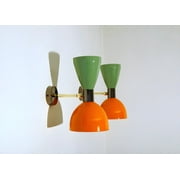 Eagle Lights 1950s Mid Century Shiny Stilnovo Brass Wall Sconce Pair Italian Indoor Lamp Light