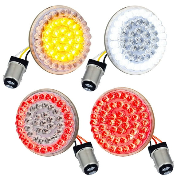 Eagle Lights 2" LED Turn Signal Kit for Harley Davidson - (Bikes w/o Rear Center Tail Light) -(2) Front Turn Signals, (2) Rear Turn Signals