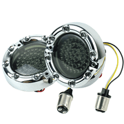 Eagle Lights 3 1/4” Infinity Beam Front LED Turn Signals with Running LED Light Ring for Harley Davidson Motorcycles