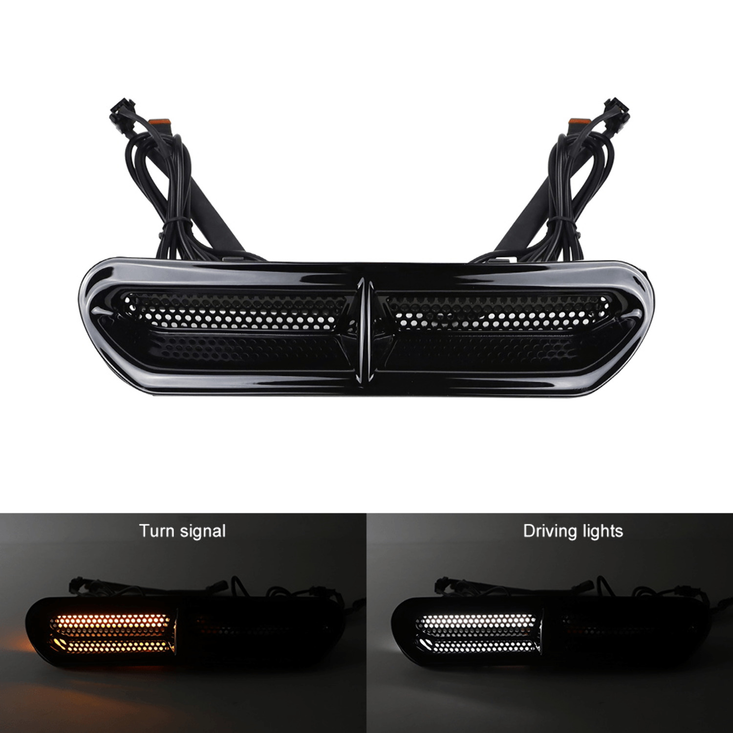 External Batwing Led Light Eagle Lights Batwing LED Vent Insert (DRL / Turn Signal) for Harley ...