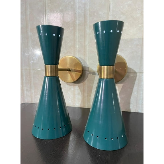 Eagle Lights Pair of 2 Antique Brass Indoor Mid Century 1950's Italian Stilnovo Lighting Lamp Fixture Movement Wall Sconce for Home Decor