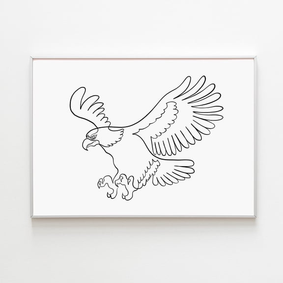 Eagle Line Art Poster, Unframed Paper Poster 8x10in