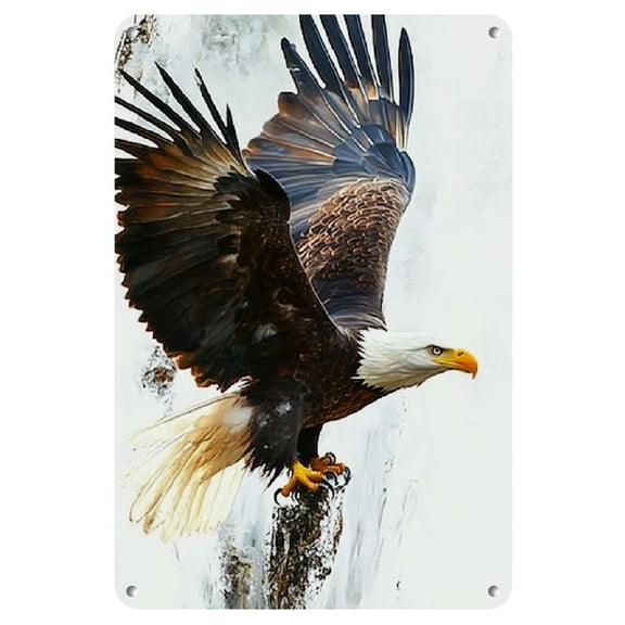 Eagle Majesty Iron Wall Art, 8x12 inches - Frameless Metal Painting for Home Decor