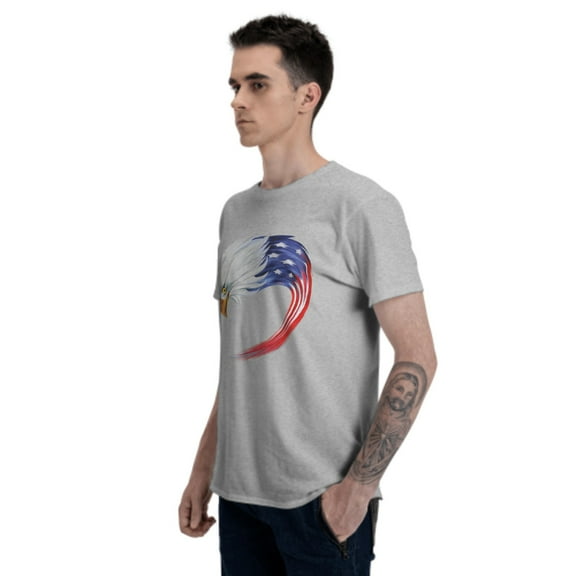 Eagle Men's T-Shirt Cotton 100% Summer Tops Fashion Casual American Flag Short Sleeves for Men Women Round Collar Top Tees