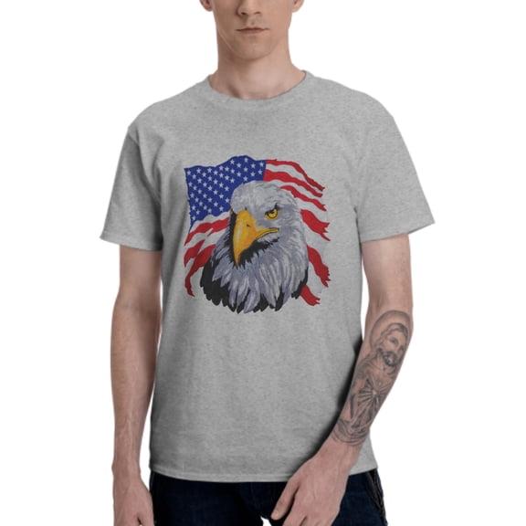Eagle Men's T-Shirt Cotton 100% Summer Tops Fashion Casual Independence-Day Short Sleeves for Men Women Round Collar Top Tees