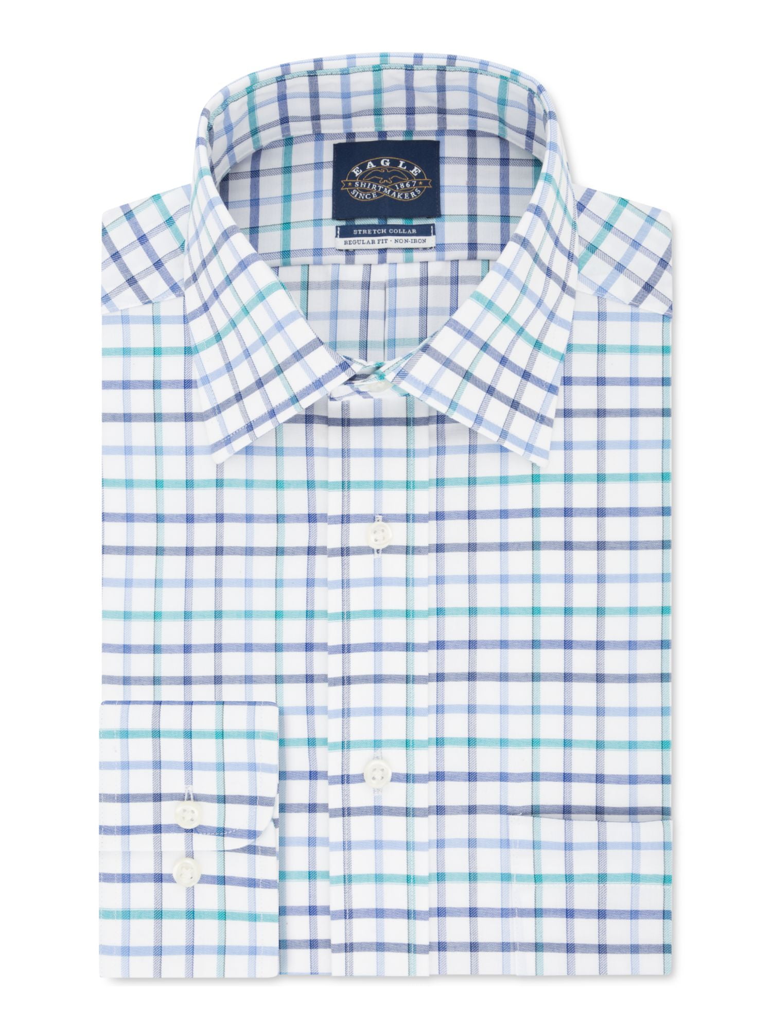 Eagle Mens Regular Fit Collared Dress Shirt Blue L - Walmart.com