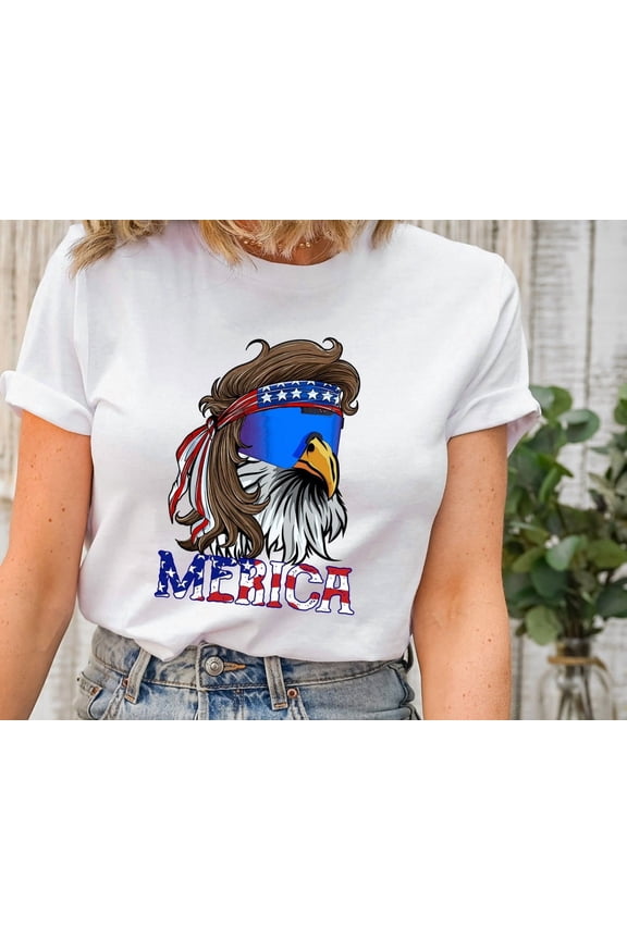 Eagle Merica Shirt Mullet American Flag 4th of July Independence Day Tee For Tshirt All Size S-5Xl