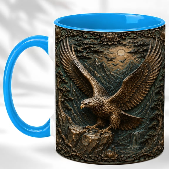 Eagle Mountain Landscape Coffee Mug, Rustic Wildlife Mug, Ceramic 11 oz