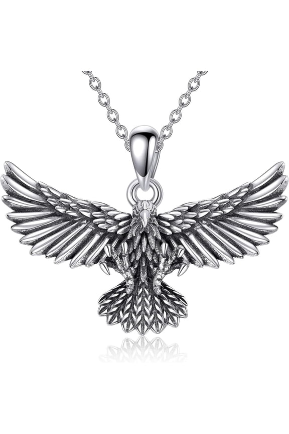 Eagle Necklace 925 Sterling Silver Eagle Pendant Hawk Jewelry for Men Women