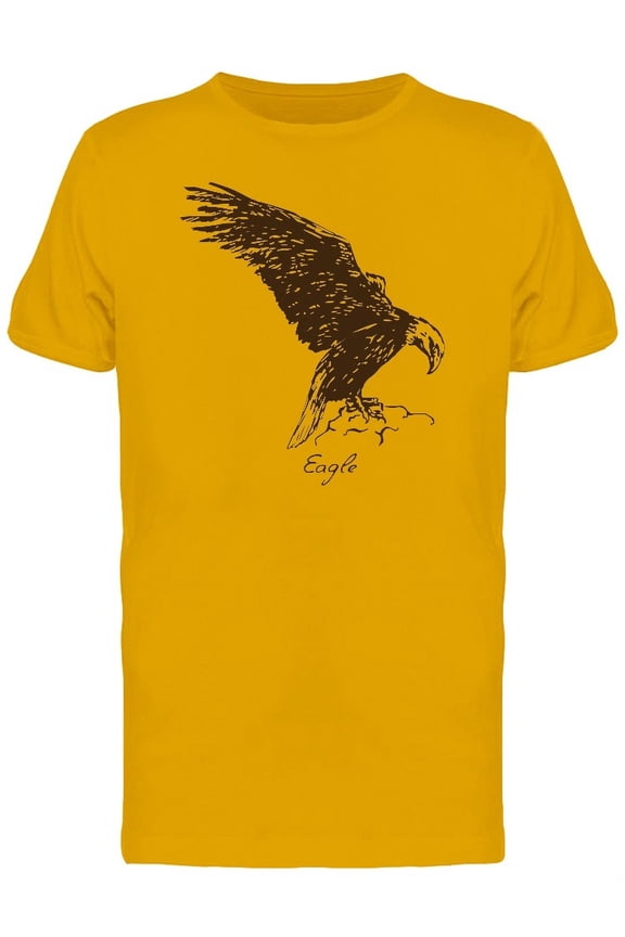 Eagle On A Rock Ink Style T-Shirt Men -Image by Shutterstock, Male Medium