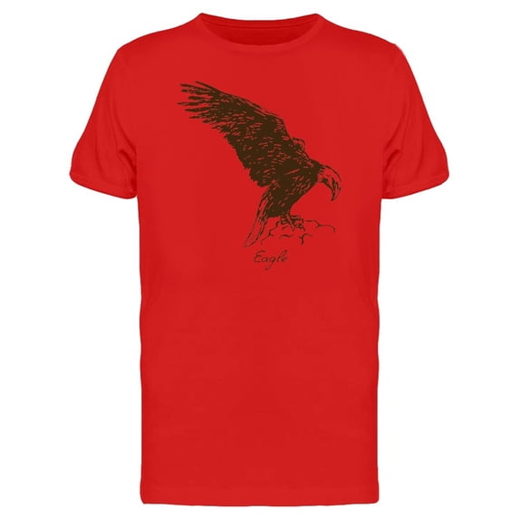 Eagle On A Rock Ink Style Tee Men's -Image by Shutterstock