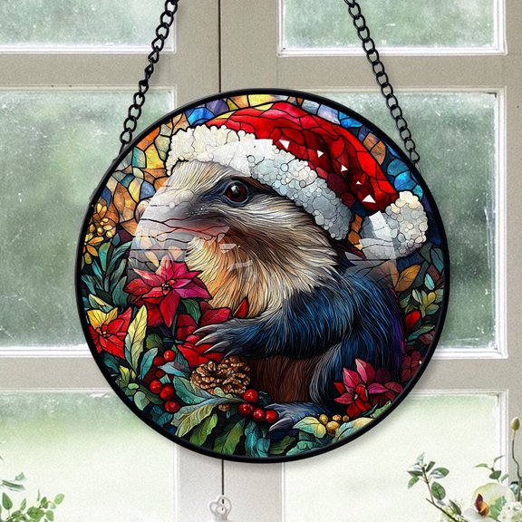 Eagle Ornament Christmas 2025, Eagle Stained Glass Hanging Window  Handcrafted Glass Sun Catcher for Door and Garden Decor