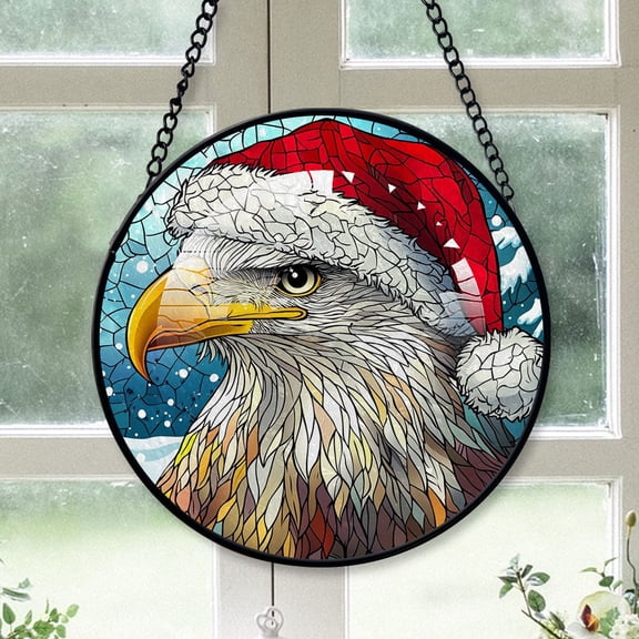 Eagle Ornament Christmas 2025, Eagle Stained Glass Window Hanging Artistic Home Decor for Every Season