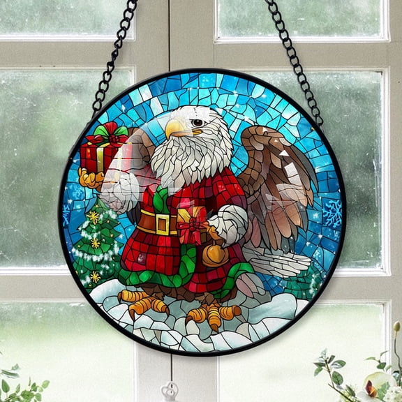 Eagle Ornament Christmas 2025, Eagle Stained Glass Window Hanging  Artistic and Colorful Glass Piece, Perfect Holiday Gift Idea