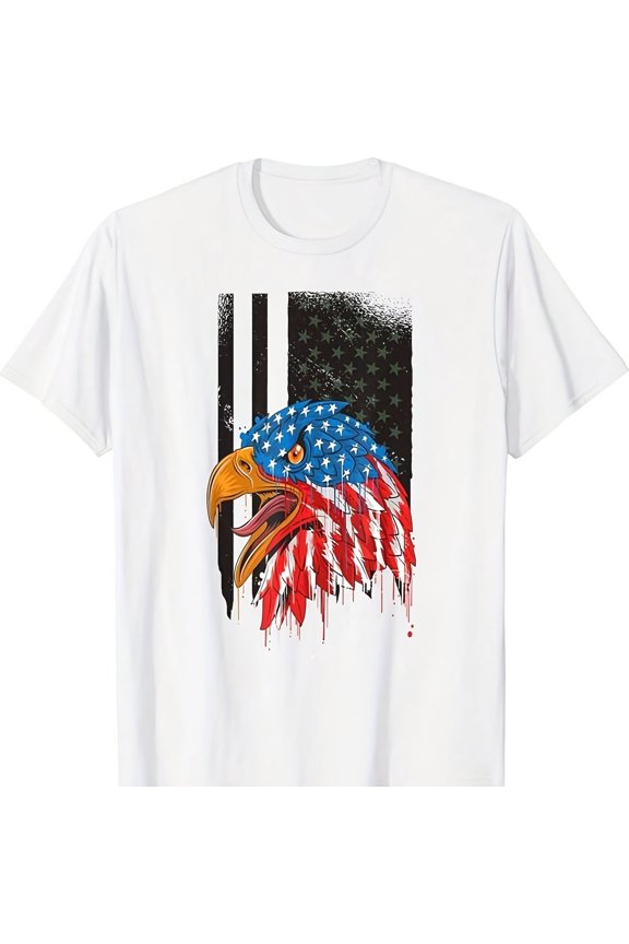 Eagle, Patriot USA ,4 July, An , Independence Day T-Shirt220g Cotton Crew Neck Top With Gentle Be Yo