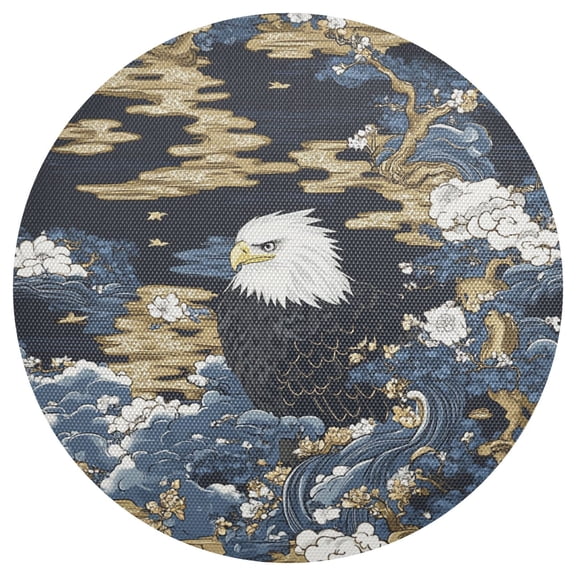 Eagle Pattern 15.4in Diameter PVC Plate Mat, Heat-Resistant and Cuttable, Kitchen Decor