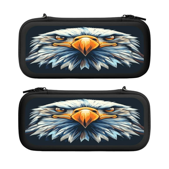 Eagle Pattern (2), Carrying Case For Nintendo Switch & OLED Version, Eva Lightweight Shockproof Protective Pouch Case for Game Console & Accessories with 10 Game Card Slot & Wristband, Black