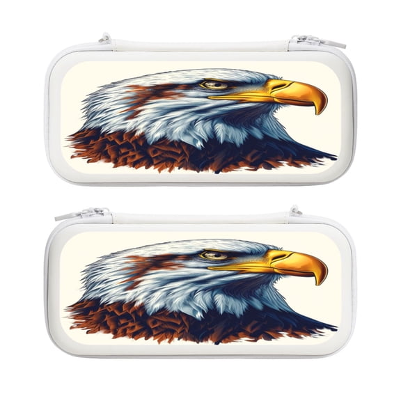 Eagle Pattern (3), Carrying Case For Nintendo Switch & OLED Version, Eva Lightweight Shockproof Protective Pouch Case for Game Console & Accessories with 10 Game Card Slot & Wristband, White
