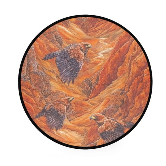 Eagle Pattern Design Memory Foam Bath Mat 36" Absorbent Rug with Non Slip Base and 4 Bonus Pads