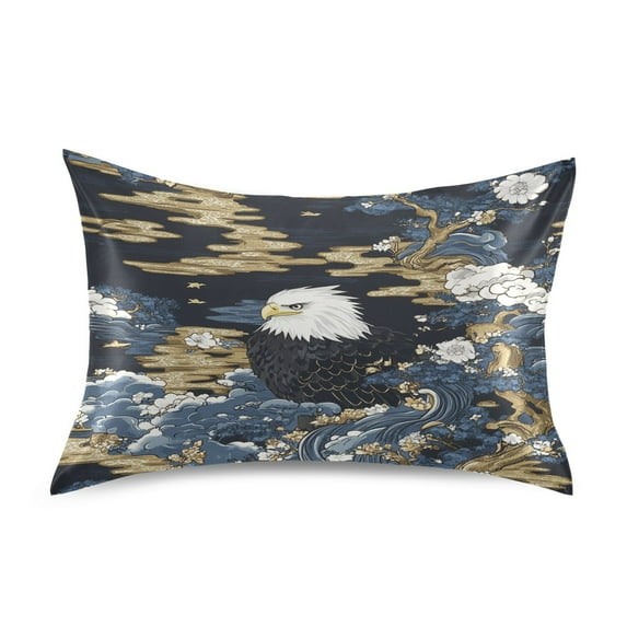 Eagle Pattern Queen Size Pillowcase Silky Smooth Finish Anti Wrinkle Design Easy Envelope Closure 20x30in